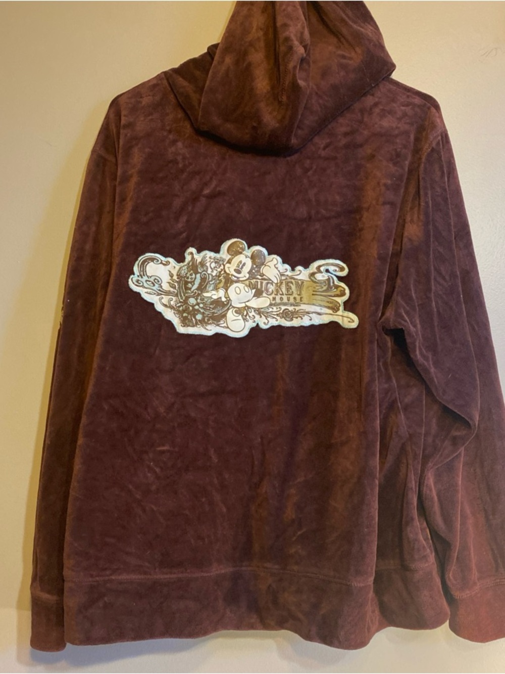 Disney Parks Women's Brown Velour Hoodie Jacket Mickey Mouse (read)